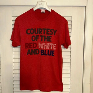 courtesy of the red white and blue short sleeve tshirt size medium unisex